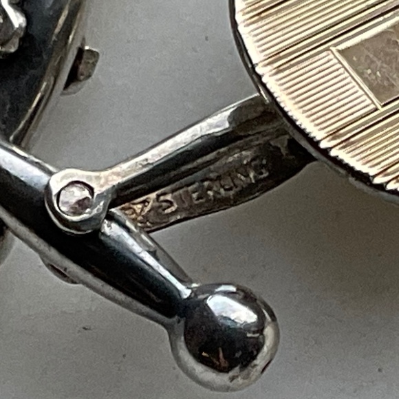 Vintage Art Deco Cufflinks 14k Yellow Gold & Sterling Silver Engravable - Picture 5 of 8